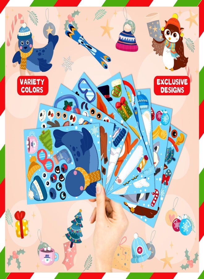 LINAYE 100 Sheets Winter Stickers for Kids Toddlers, Make A Face Winter Animals Crafts Stickers Party Favors Game Activities for Kids Classroom, 9 Designs, Christmas Goodie Treat Bag Stocking Stuffers - Image 5